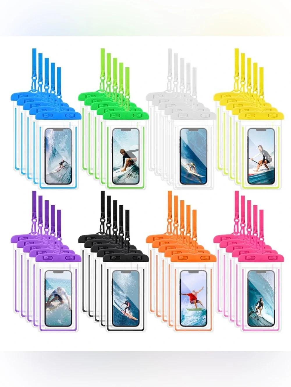 Waterproof Phone Pouch with Lanyard - White